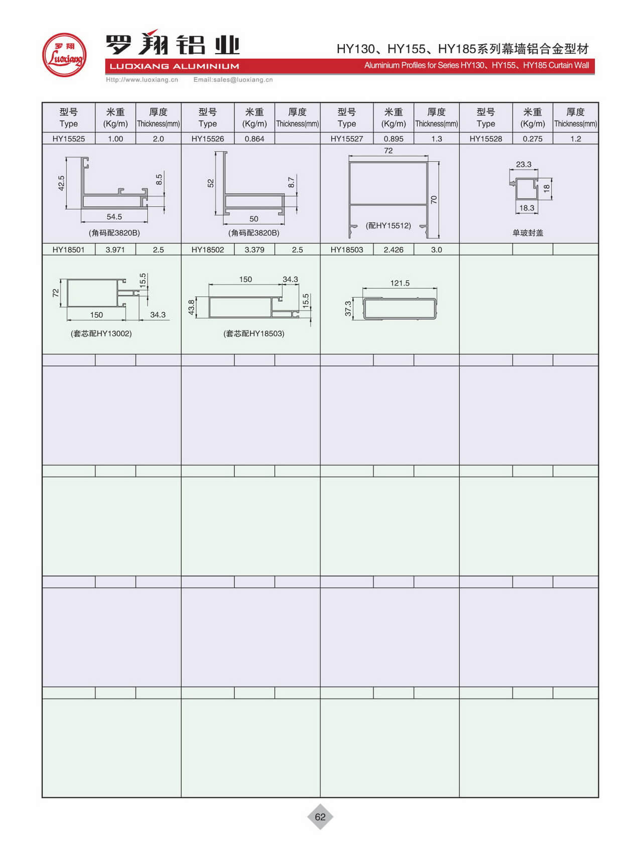 HY130、HY155、HY185系列幕墻